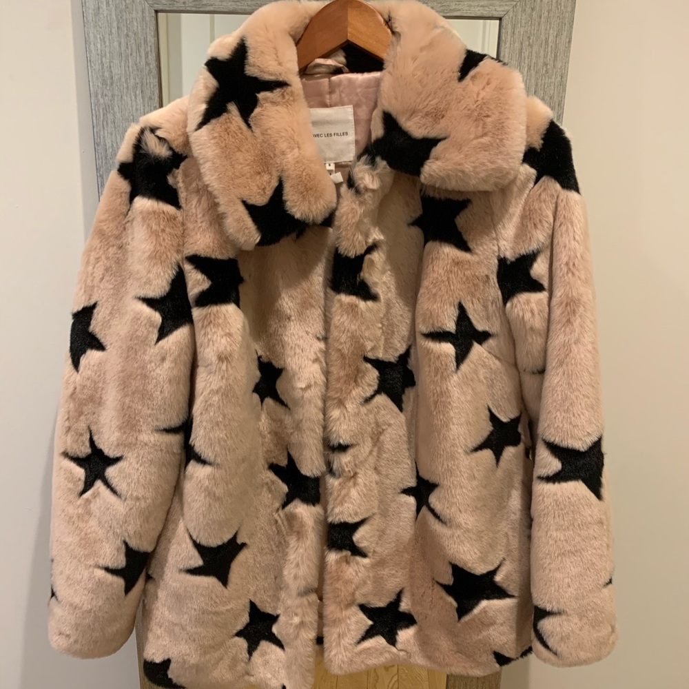 Avec les filles faux fur stars coat Bloomingdales